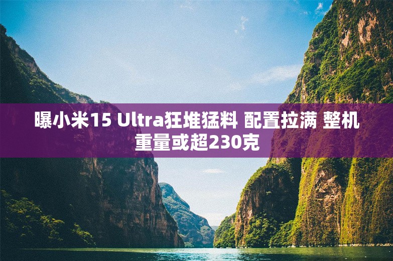 曝小米15 Ultra狂堆猛料 配置拉满 整机重量或超230克