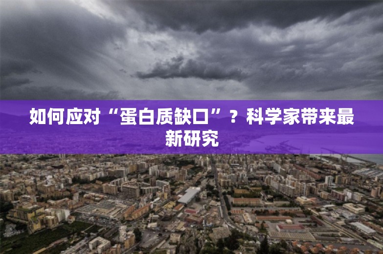 如何应对“蛋白质缺口”？科学家带来最新研究