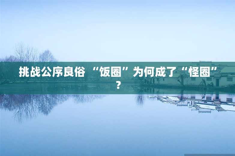 挑战公序良俗 “饭圈”为何成了“怪圈”？