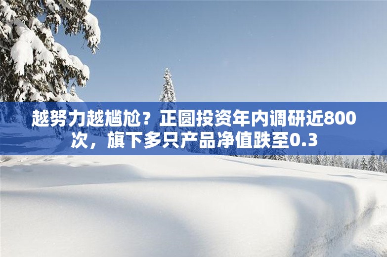 越努力越尴尬？正圆投资年内调研近800次，旗下多只产品净值跌至0.3