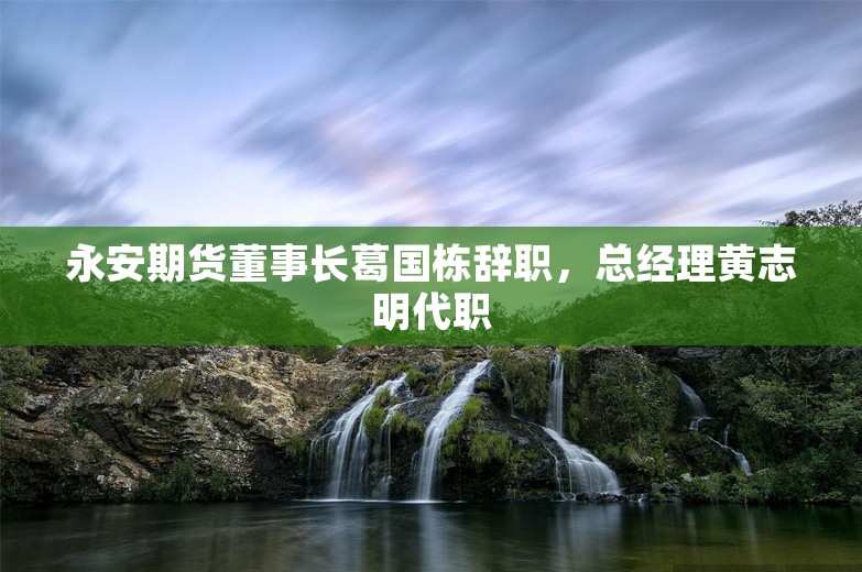 永安期货董事长葛国栋辞职，总经理黄志明代职