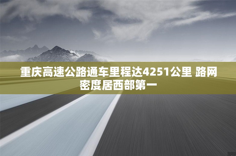 重庆高速公路通车里程达4251公里 路网密度居西部第一