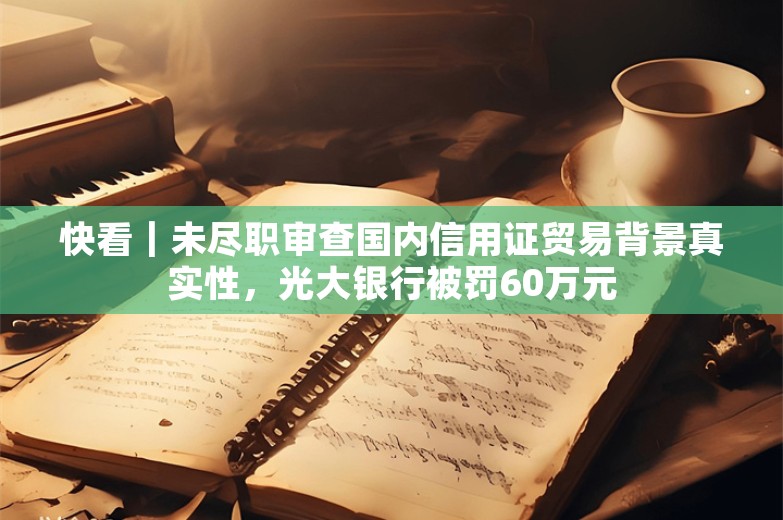 快看｜未尽职审查国内信用证贸易背景真实性，光大银行被罚60万元