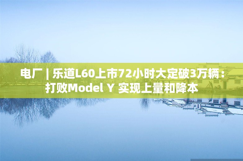 电厂 | 乐道L60上市72小时大定破3万辆：打败Model Y 实现上量和降本