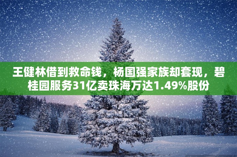 王健林借到救命钱，杨国强家族却套现，碧桂园服务31亿卖珠海万达1.49%股份