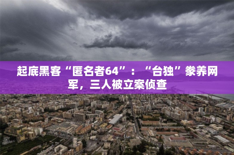 起底黑客“匿名者64”：“台独”豢养网军，三人被立案侦查