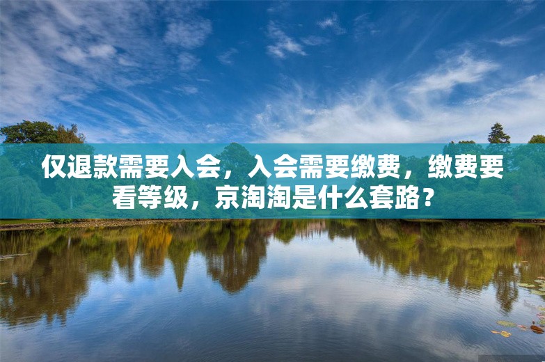 仅退款需要入会，入会需要缴费，缴费要看等级，京淘淘是什么套路？