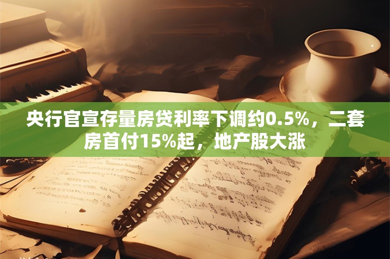 央行官宣存量房贷利率下调约0.5%，二套房首付15%起，地产股大涨