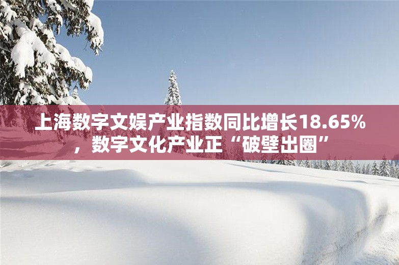 上海数字文娱产业指数同比增长18.65%，数字文化产业正“破壁出圈”