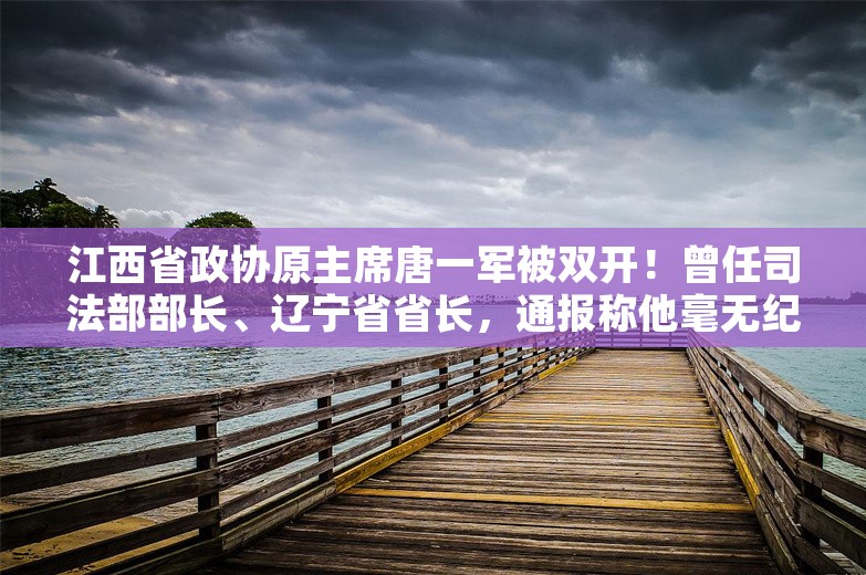 江西省政协原主席唐一军被双开！曾任司法部部长、辽宁省省长，通报称他毫无纪法观念