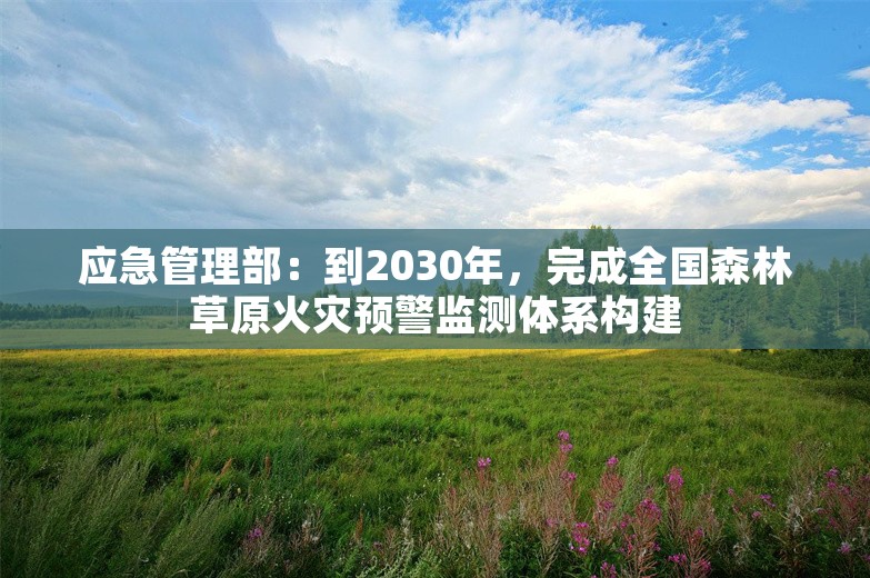 应急管理部：到2030年，完成全国森林草原火灾预警监测体系构建