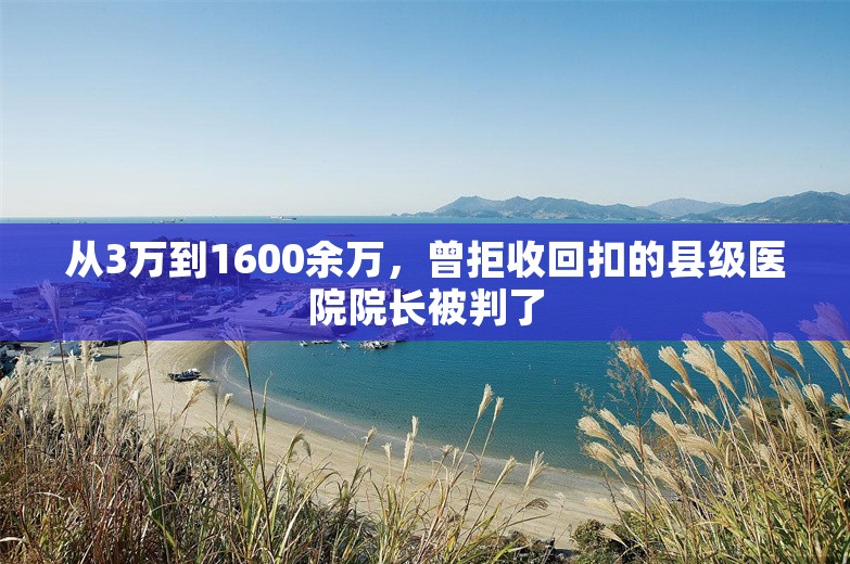 从3万到1600余万，曾拒收回扣的县级医院院长被判了