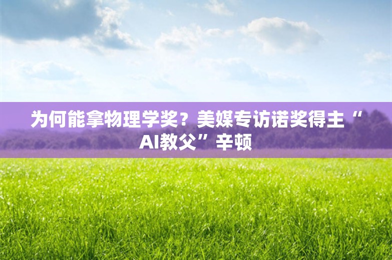 为何能拿物理学奖？美媒专访诺奖得主“AI教父”辛顿