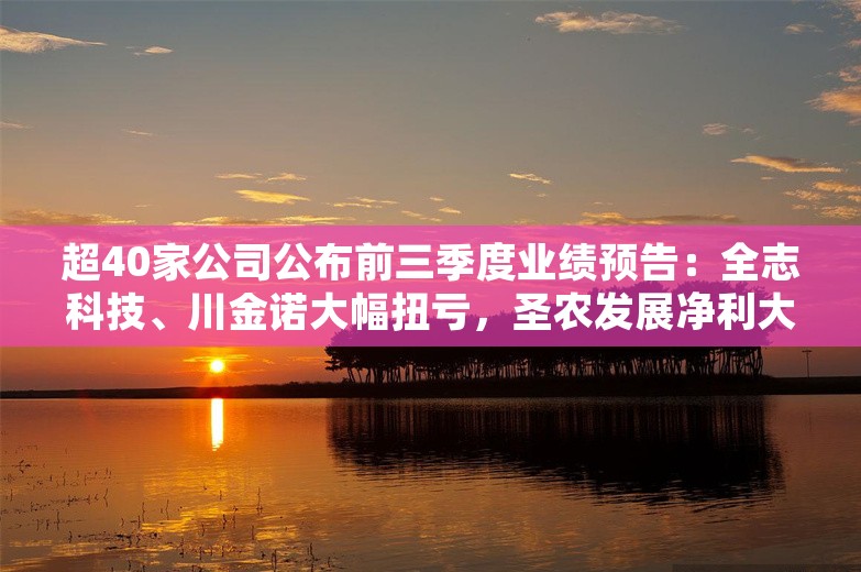 超40家公司公布前三季度业绩预告：全志科技、川金诺大幅扭亏，圣农发展净利大跌