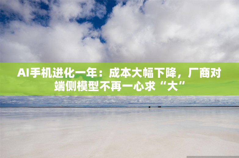 AI手机进化一年：成本大幅下降，厂商对端侧模型不再一心求“大”