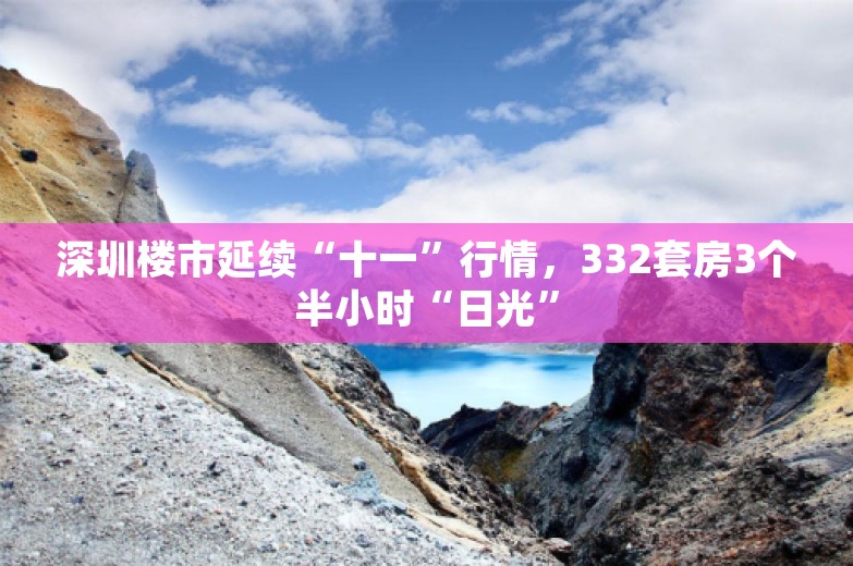 深圳楼市延续“十一”行情，332套房3个半小时“日光”