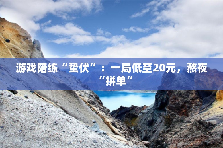 游戏陪练“蛰伏”：一局低至20元，熬夜“拼单”