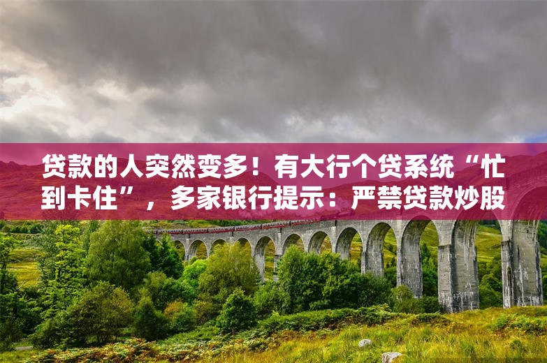 贷款的人突然变多！有大行个贷系统“忙到卡住”，多家银行提示：严禁贷款炒股，否则立即收回