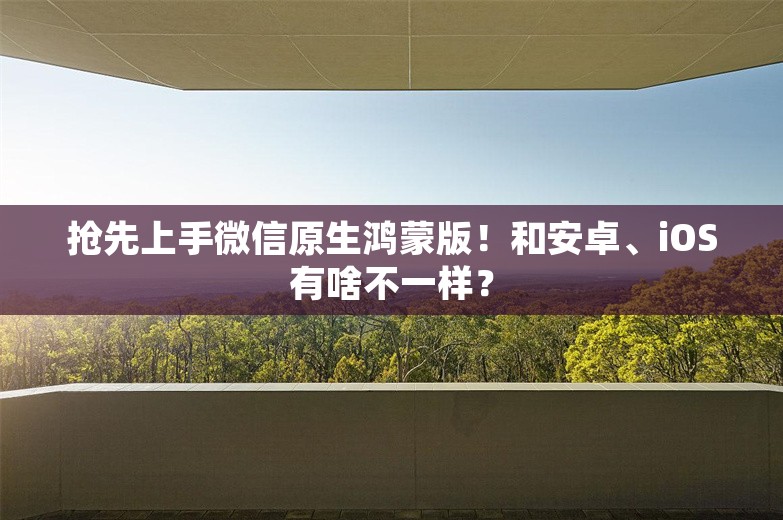 抢先上手微信原生鸿蒙版！和安卓、iOS有啥不一样？