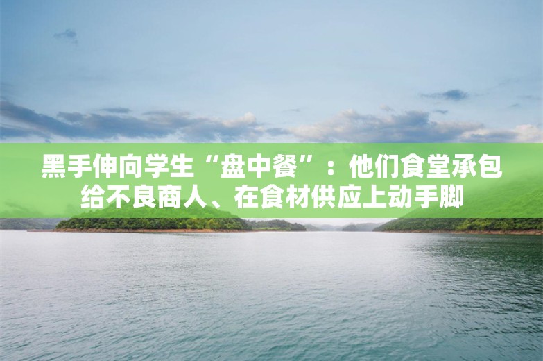 黑手伸向学生“盘中餐”：他们食堂承包给不良商人、在食材供应上动手脚