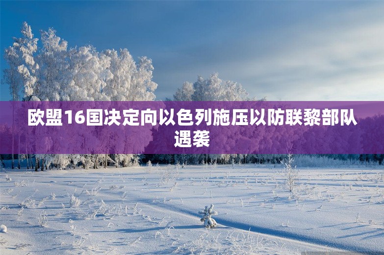 欧盟16国决定向以色列施压以防联黎部队遇袭