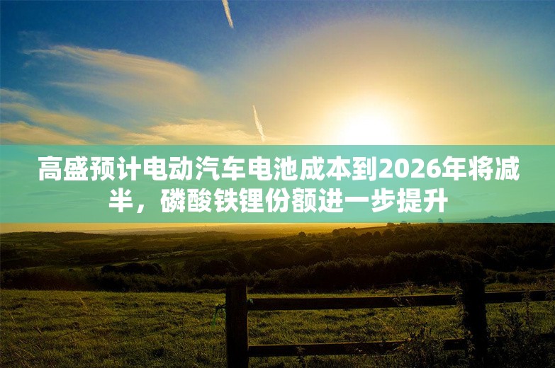 高盛预计电动汽车电池成本到2026年将减半，磷酸铁锂份额进一步提升