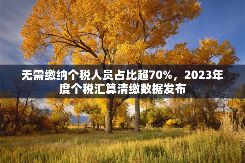 无需缴纳个税人员占比超70%，2023年度个税汇算清缴数据发布