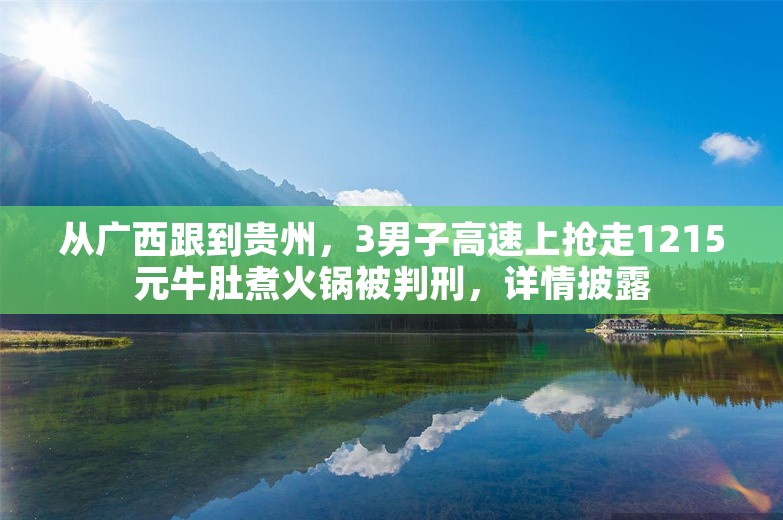 从广西跟到贵州，3男子高速上抢走1215元牛肚煮火锅被判刑，详情披露