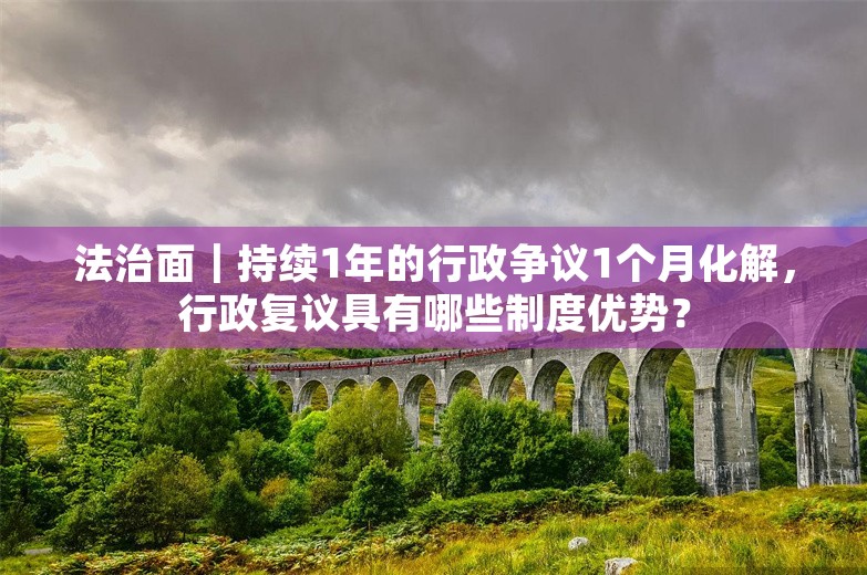 法治面｜持续1年的行政争议1个月化解，行政复议具有哪些制度优势？