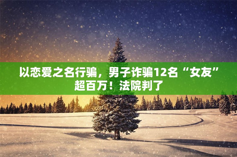 以恋爱之名行骗，男子诈骗12名“女友”超百万！法院判了