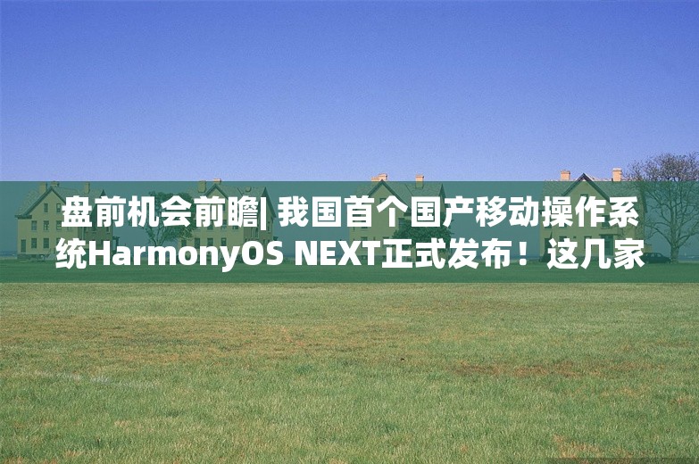 盘前机会前瞻| 我国首个国产移动操作系统HarmonyOS NEXT正式发布！这几家公司在鸿蒙领域已经与华为展开全方位合作（附概念股）