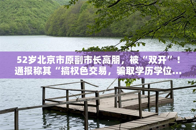 52岁北京市原副市长高朋，被“双开”！通报称其“搞权色交易，骗取学历学位……”