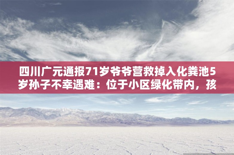 四川广元通报71岁爷爷营救掉入化粪池5岁孙子不幸遇难：位于小区绿化带内，孩子获救