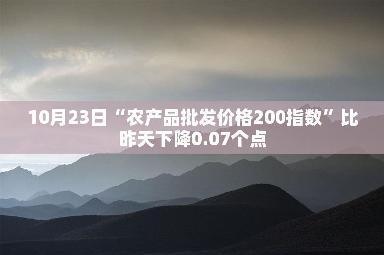 10月23日“农产品批发价格200指数”比昨天下降0.07个点