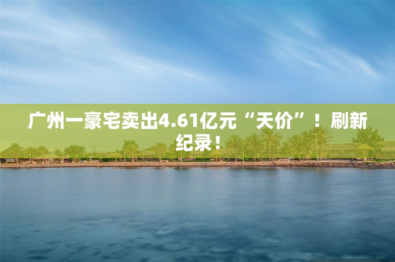 广州一豪宅卖出4.61亿元“天价”！刷新纪录！