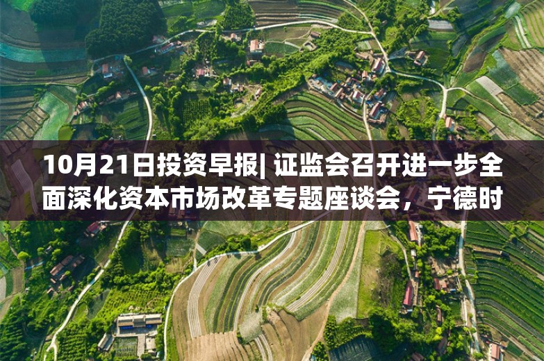 10月21日投资早报| 证监会召开进一步全面深化资本市场改革专题座谈会，宁德时代前三季度净利润360.01亿元同比增长15.59%，今日一只新股申购