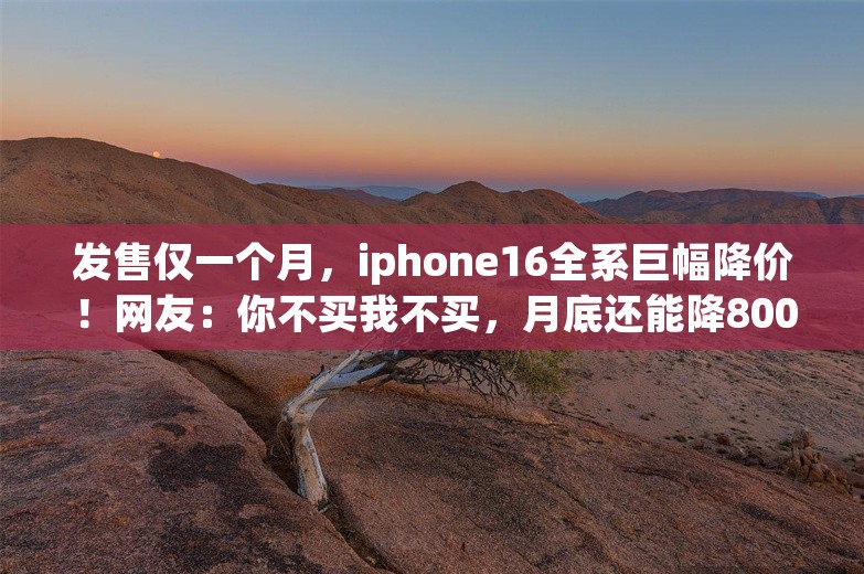 发售仅一个月，iphone16全系巨幅降价！网友：你不买我不买，月底还能降800