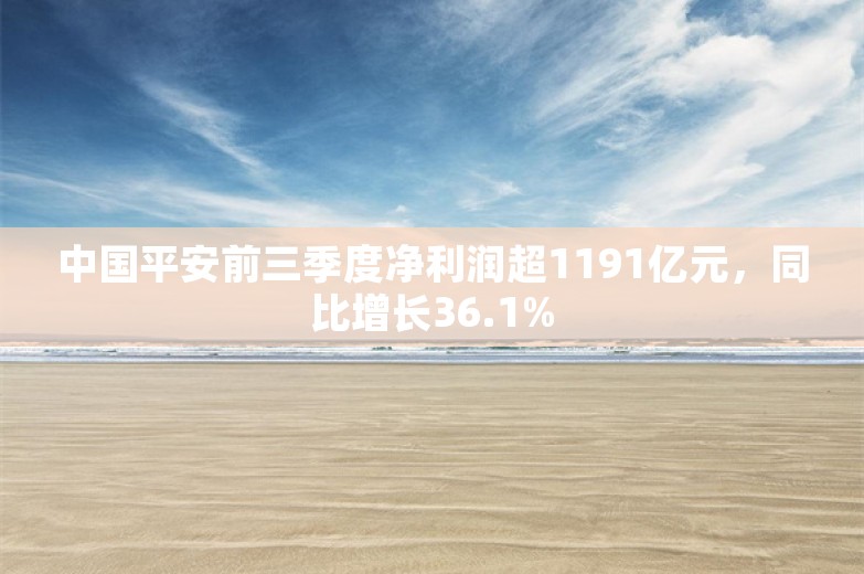 中国平安前三季度净利润超1191亿元，同比增长36.1%