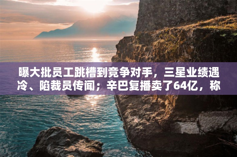 曝大批员工跳槽到竞争对手，三星业绩遇冷、陷裁员传闻；辛巴复播卖了64亿，称开播不为挣钱；拼多多周年庆为员工发黄金丨雷峰早报