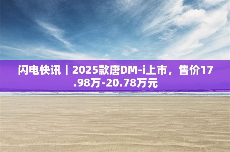 闪电快讯｜2025款唐DM-i上市，售价17.98万-20.78万元