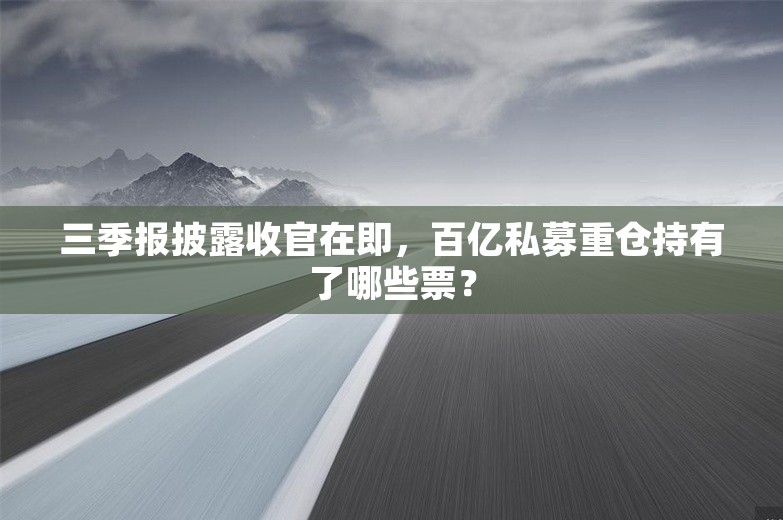 三季报披露收官在即，百亿私募重仓持有了哪些票？