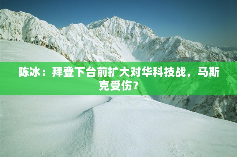 陈冰：拜登下台前扩大对华科技战，马斯克受伤？