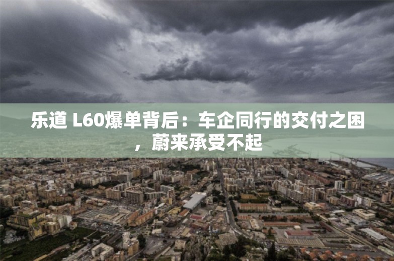 乐道 L60爆单背后：车企同行的交付之困，蔚来承受不起