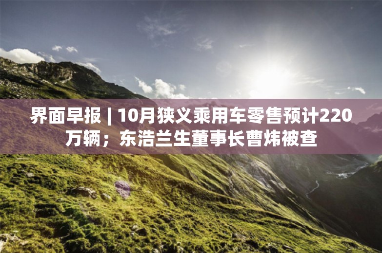 界面早报 | 10月狭义乘用车零售预计220万辆；东浩兰生董事长曹炜被查