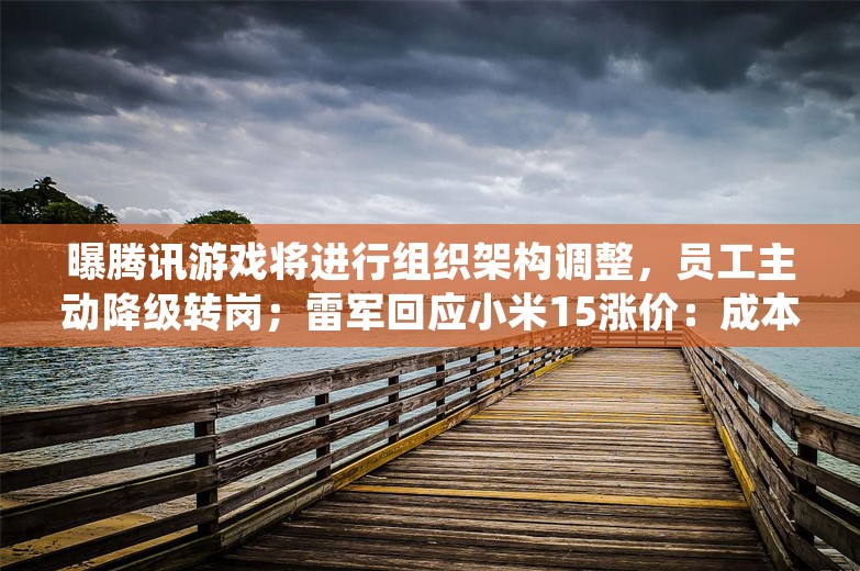 曝腾讯游戏将进行组织架构调整，员工主动降级转岗；雷军回应小米15涨价：成本上涨，研发投入大；赵明称iPhone灵动岛概念源于荣耀丨雷峰早报