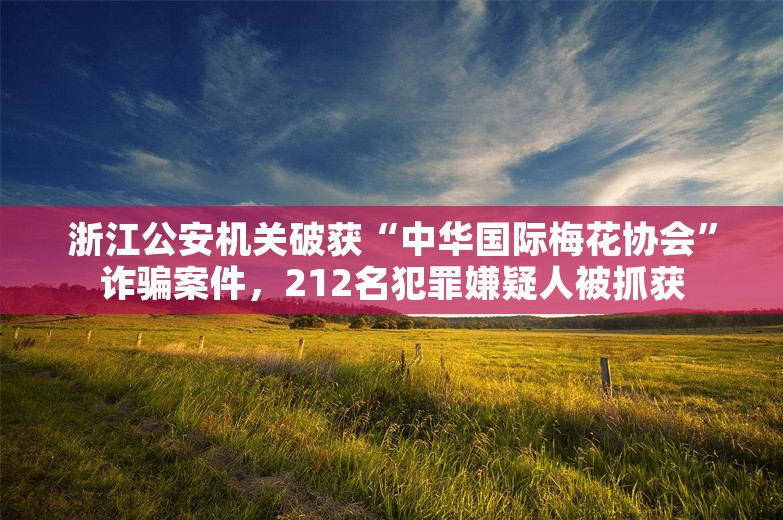 浙江公安机关破获“中华国际梅花协会”诈骗案件，212名犯罪嫌疑人被抓获