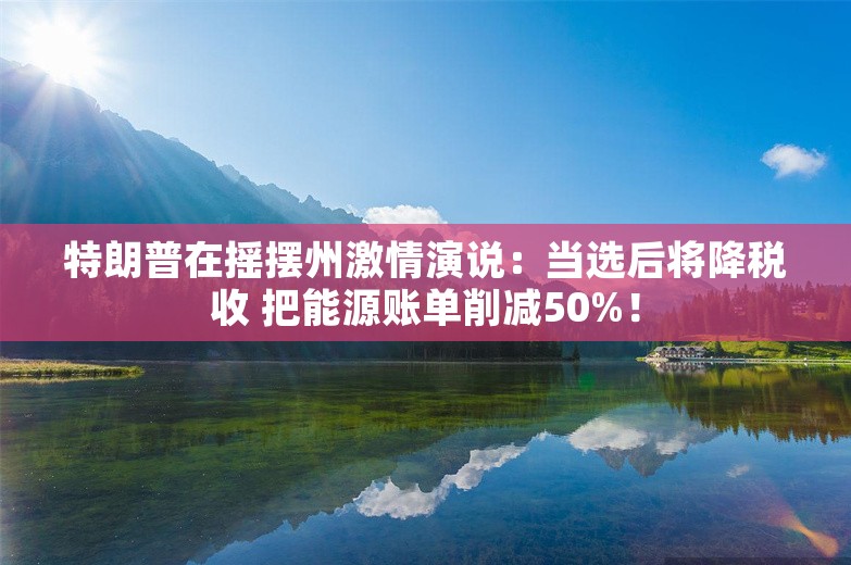 特朗普在摇摆州激情演说：当选后将降税收 把能源账单削减50%！