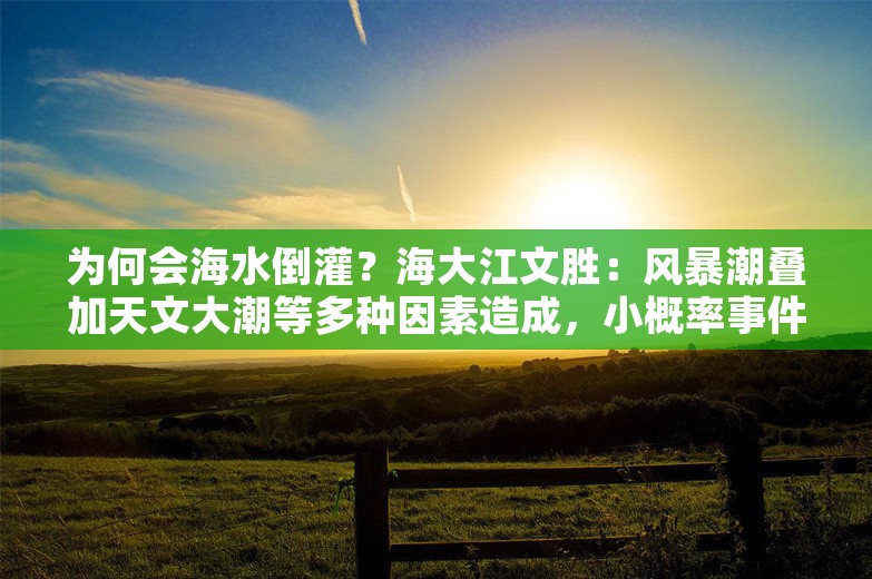 为何会海水倒灌？海大江文胜：风暴潮叠加天文大潮等多种因素造成，小概率事件