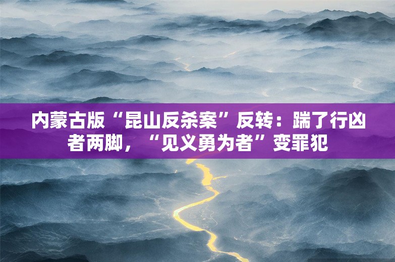 内蒙古版“昆山反杀案”反转：踹了行凶者两脚，“见义勇为者”变罪犯