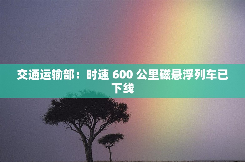 交通运输部：时速 600 公里磁悬浮列车已下线